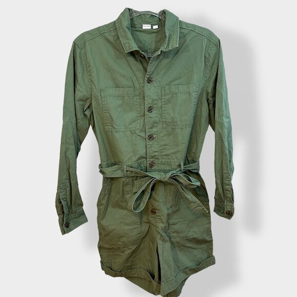 GAP Long Sleeve Playsuit Sage Green 2 - Picture 1 of 4